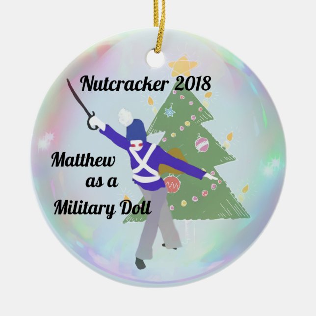 Personalized Nutcracker Ornament - Military Doll (Front)