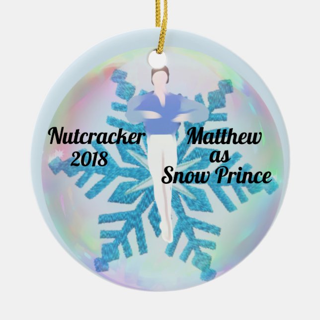Personalized Nutcracker Ornament - Snow Prince (Front)