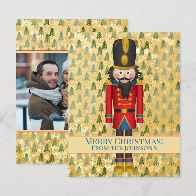 Personalized Nutcracker Photo Xmas Christmas Card (Front/Back)