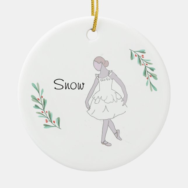 Personalized Nutcracker Snow Keepsake Ceramic Ornament (Front)