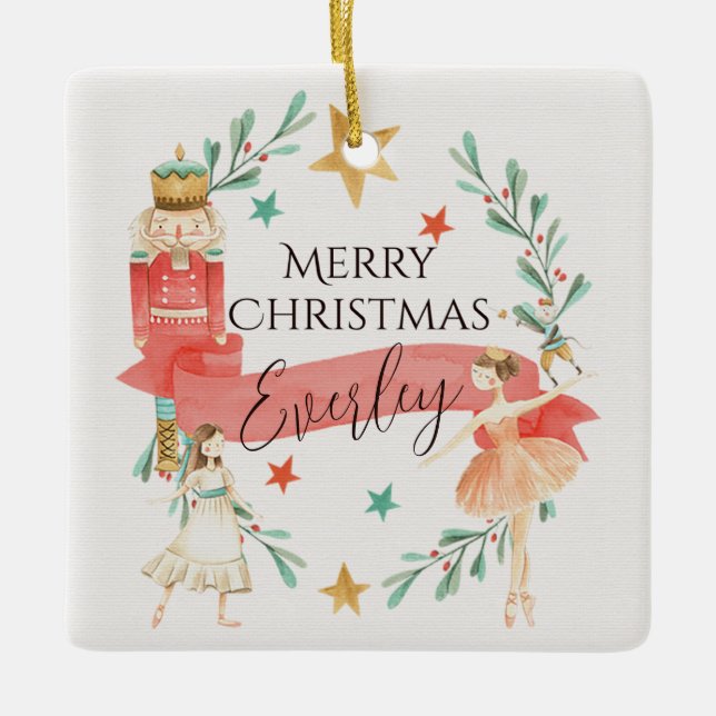 Personalized Nutcracker Theme Christmas Ornament (Front)