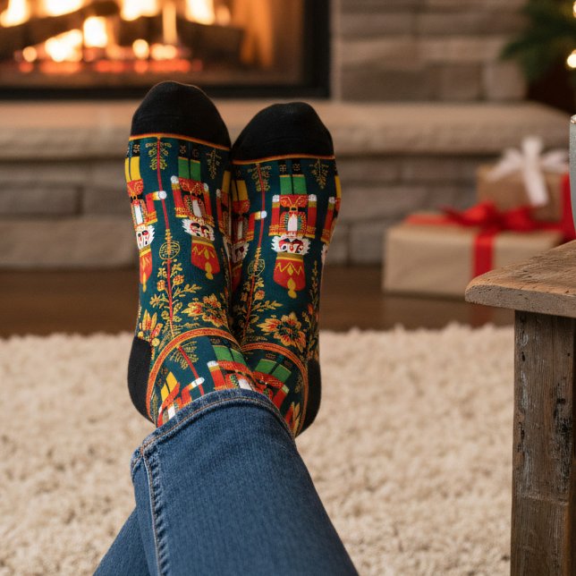 Personalized Nutcracker Toy Soldier Holiday Socks (Keeps your toes toasty this Holiday Season with a pair of nutcracker socks. Add your name)