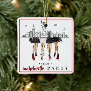 Personalized NYC Bachelorette / New York City Ceramic Ornament