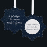 Personalized O Holy Night Christmas Song Lyrics Ornament Card<br><div class="desc">This Christmas ornament card features the lyrics "O Holy Night the stars are brightly shining" in a white script font on a background of bright twinkling stars in a night sky,  along with your personalized text on the back.</div>