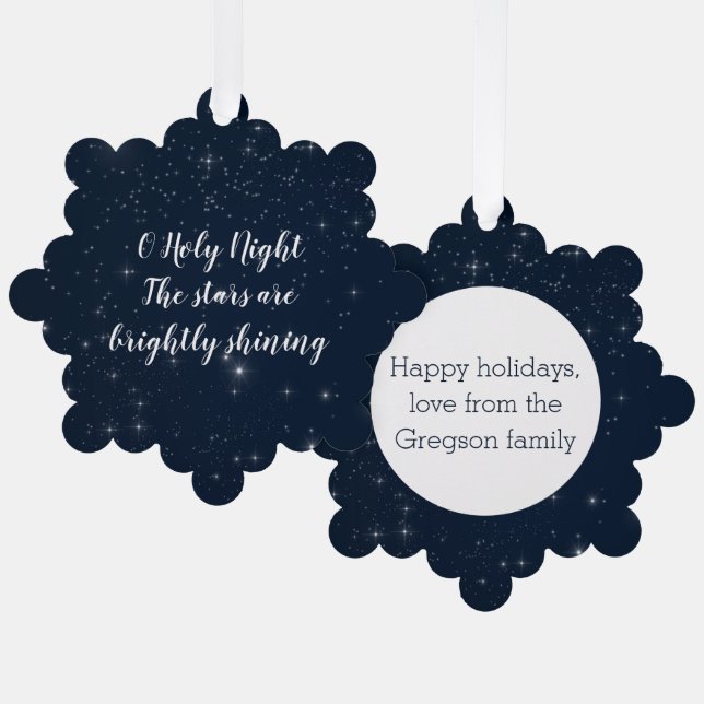 Personalized O Holy Night Christmas Song Lyrics Ornament Card (Front/Back)