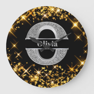 Personalized O Initial Silver Monogram Your Name Large Clock