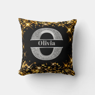 Personalized O Initial Silver Monogram Your Name Throw Pillow