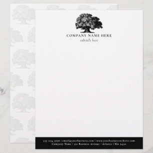 Personalized Oak Vintage Tree Themed Business Letterhead