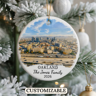 Personalized Oakland Ornament, Custom California Ceramic Ornament