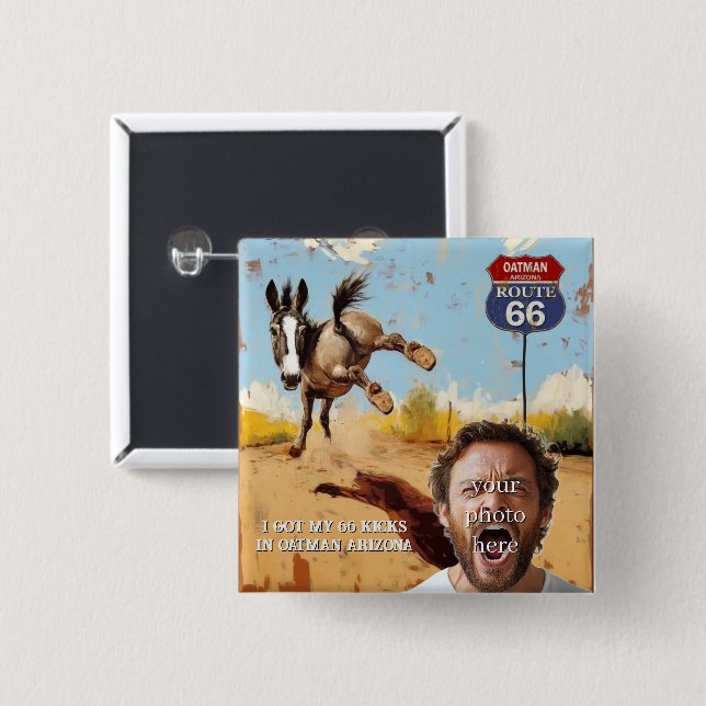 Personalized Oatman Route 66 Photo 2 Inch Square Button (Front & Back)