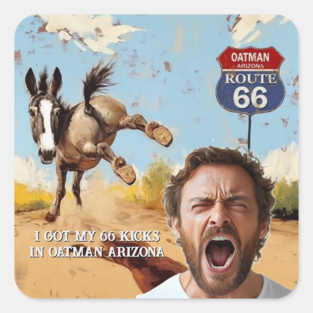 Personalized Oatman Route 66 Photo Square Sticker (Front)