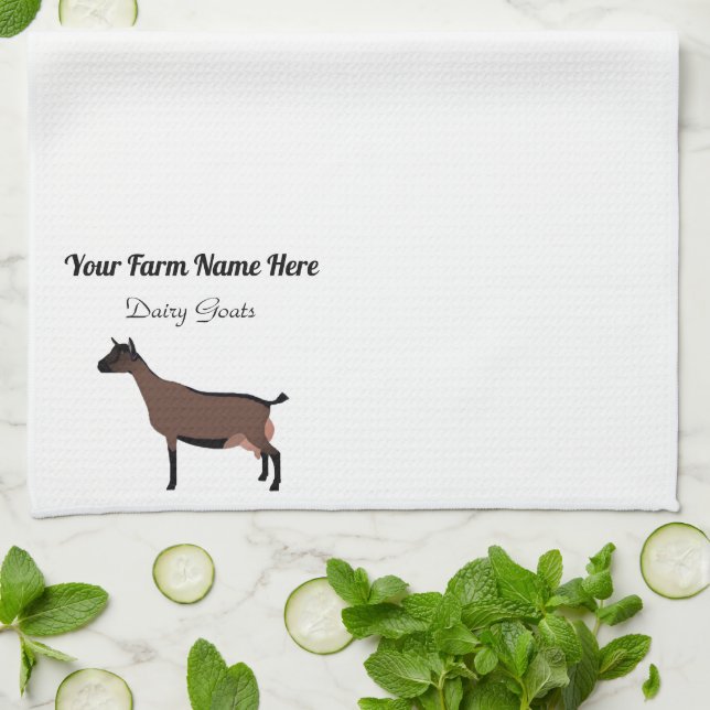 Personalized Oberhasli Dairy Goat Kitchen Towel (Folded)