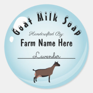 Personalized Oberhasli Goat Milk Soap Blue Bubble Classic Round Sticker