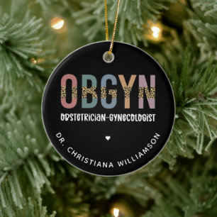 Personalized OBGYN Obstetrician Gynecologist Ceramic Ornament