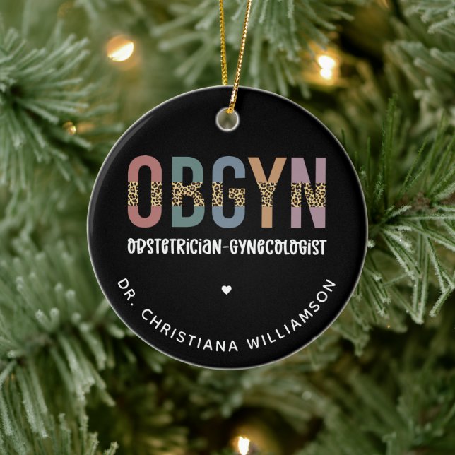 Personalized OBGYN Obstetrician Gynecologist Ceramic Ornament (Tree)