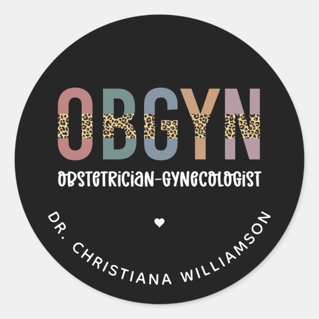 Personalized OBGYN Obstetrician Gynecologist Classic Round Sticker (Front)