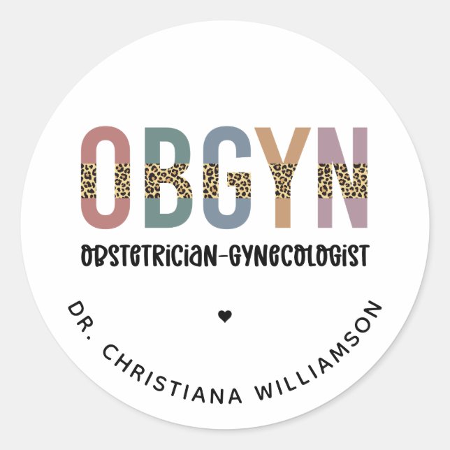 Personalized OBGYN Obstetrician Gynecologist Classic Round Sticker (Front)