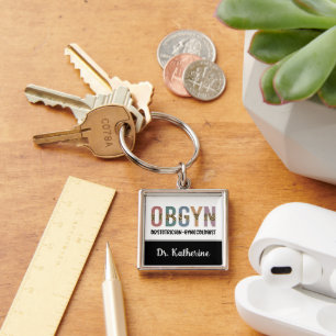 Personalized OBGYN Obstetrician Gynecologist Keychain