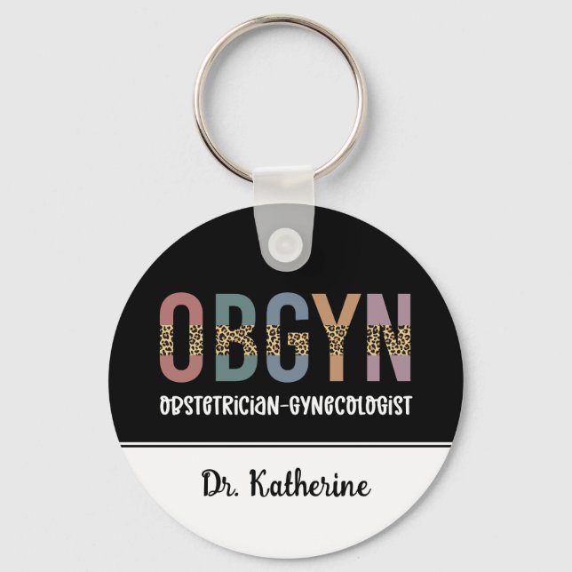 Personalized OBGYN Obstetrician Gynecologist Keychain (Front)
