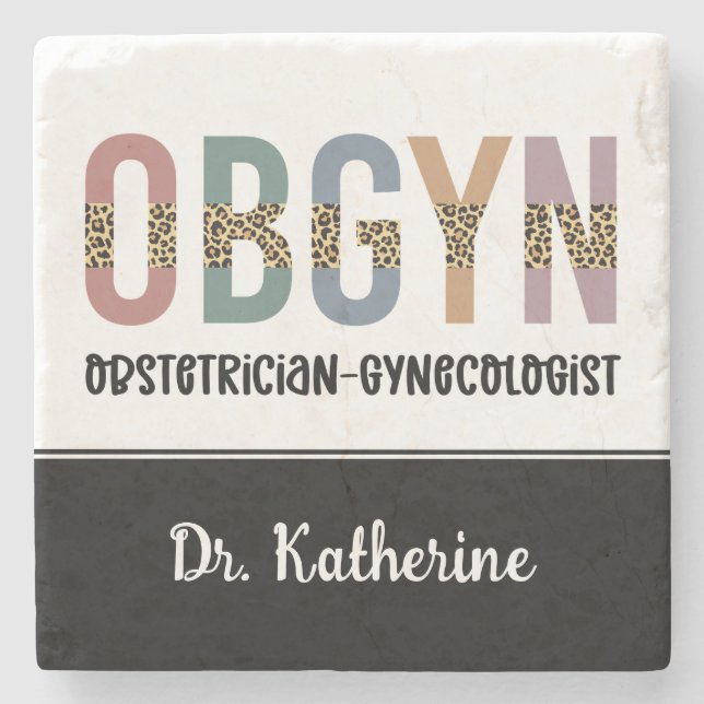 Personalized OBGYN Obstetrician Gynecologist Stone Coaster (Front)