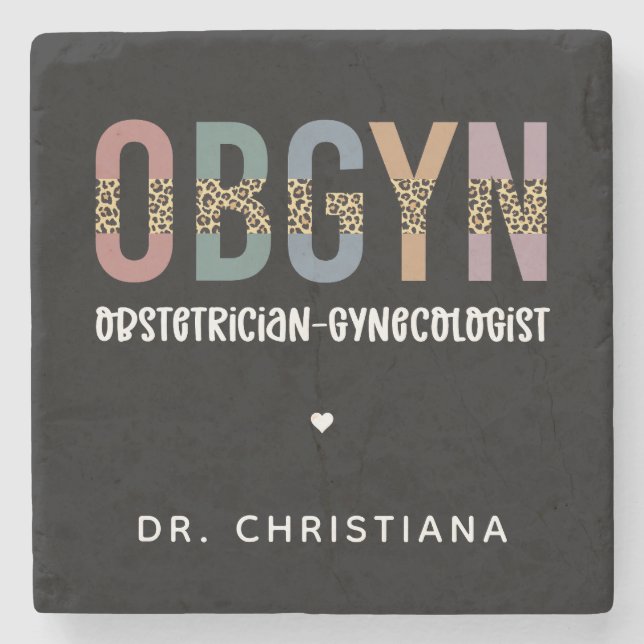 Personalized OBGYN Obstetrician Gynecologist Stone Coaster (Front)