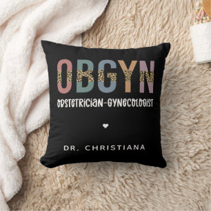 Personalized OBGYN Obstetrician Gynecologist Throw Pillow
