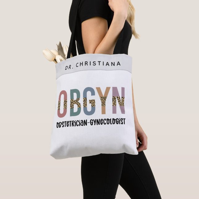 Personalized OBGYN Obstetrician Gynecologist Tote Bag (Close Up)