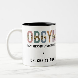 Personalized OBGYN Obstetrician Gynecologist Two-Tone Coffee Mug