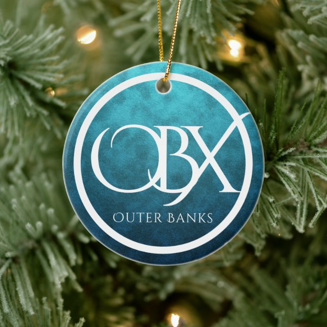 Personalized OBX Outer Banks NC Beach Christmas Ceramic Ornament (Tree)