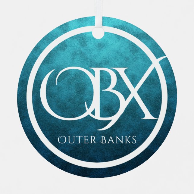 Personalized OBX Outer Banks NC Beach Christmas Metal Ornament (Front)