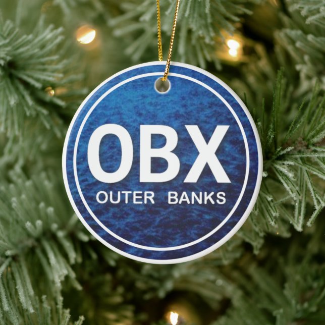 Personalized OBX Outer Banks North Carolina Beach Ceramic Ornament (Tree)
