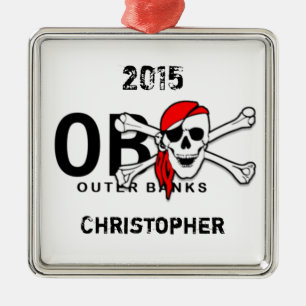 Personalized OBX Skull Crossbones Pirate Ornament