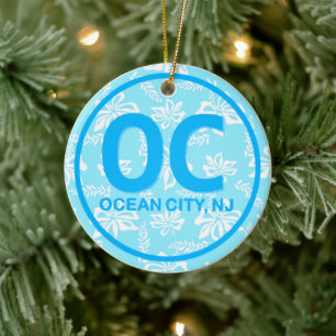 Personalized OC Ocean City Blue Ornament