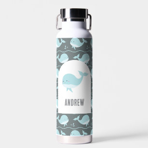Personalized Ocean Animals Cute Whale Kids Pastel Water Bottle