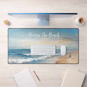 Personalized Ocean Beach Vacation Scene Desk Mat