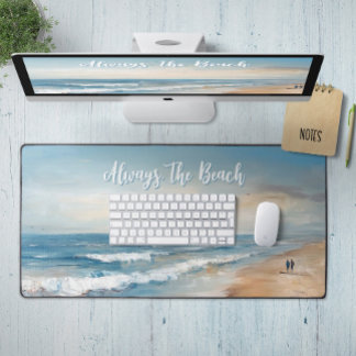 Personalized Ocean Beach Vacation Scene Desk Mat