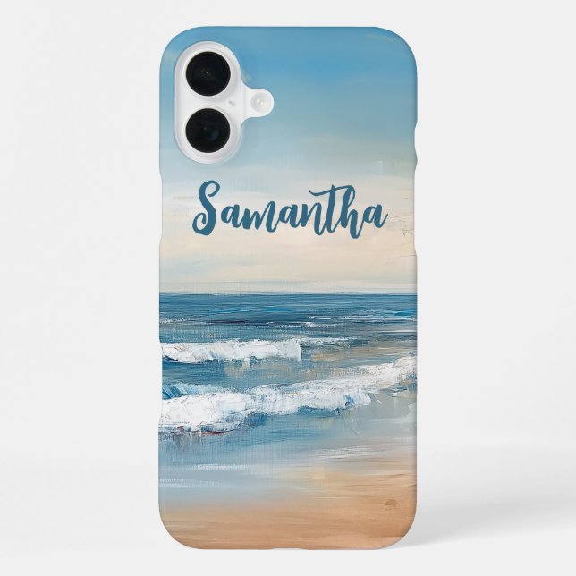 Personalized Ocean Beach Vacation Scene iPhone Case (Back)