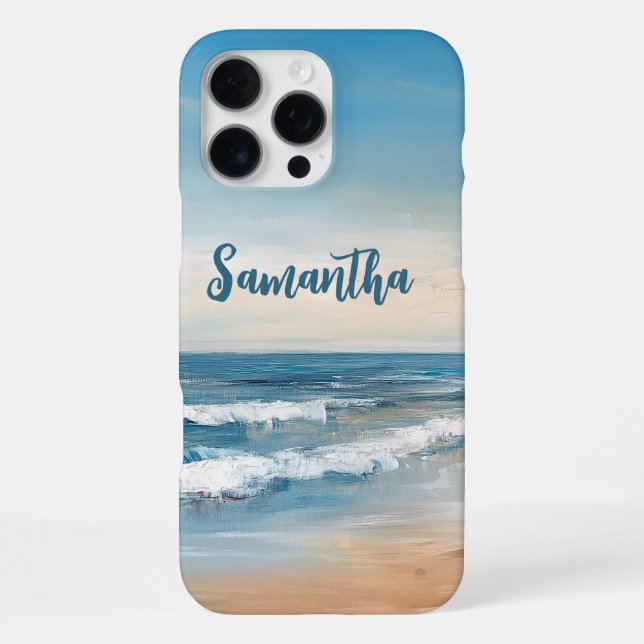 Personalized Ocean Beach Vacation Scene iPhone Case (Back)