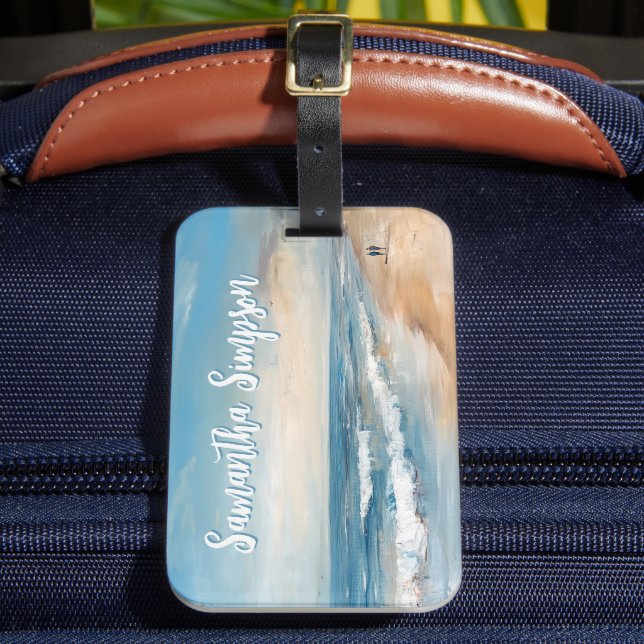 Personalized Ocean Beach Vacation Scene Luggage Tag (Front Insitu 2)