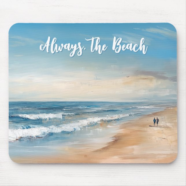 Personalized Ocean Beach Vacation Scene Mouse Pad (Front)