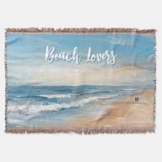Personalized Ocean Beach Vacation Scene Throw Blanket