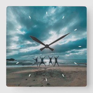 Personalized Ocean beach view Scene Square Wall Clock