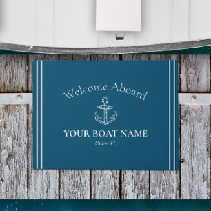 Personalized Ocean Blue Nautical Doormat 🌊⚓