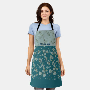 Personalized Ocean Blues Greens Florals Apron