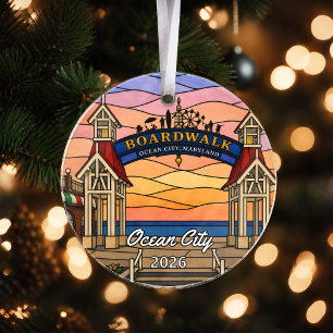 Personalized Ocean City Acrylic Ornament, Custom M Ornament