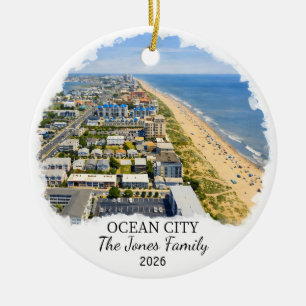 Personalized Ocean City Ornament, Custom Maryland Ceramic Ornament