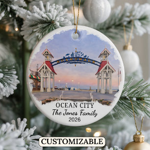 Personalized Ocean City Ornament, Custom Maryland Ceramic Ornament