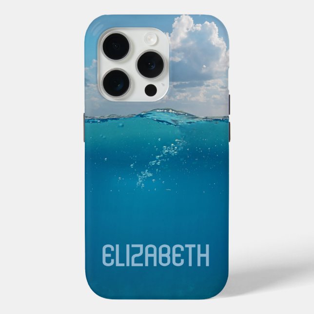 Personalized Ocean Photo iPhone 15 Pro Case (Back)