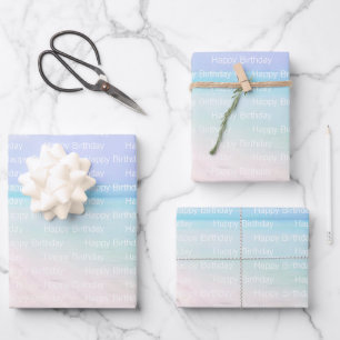 Personalized ocean seaside tropical birthday  wrapping paper sheet