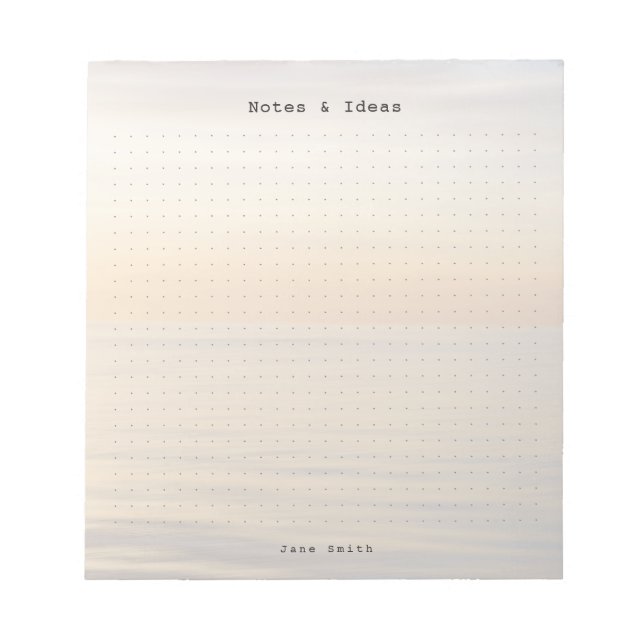 Personalized ocean sunset aesthetic dot Grid Notepad (Front)